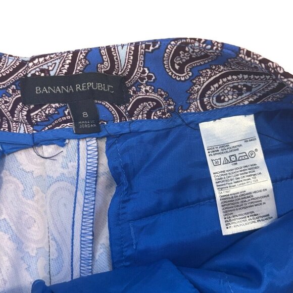 Banana Republic Paisley Shorts Ryan Fit Blue Sz 8 Preppy Classic Pattern Print - Picture 3 of 3